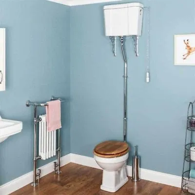 £349.97 • Buy Traditional Bathroom Toilet Pan Cistern High Level Gloss Oak Seat Ceramic Flush