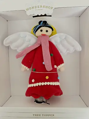 NEW Felt Angel Tree Topper Holiday Christmas  Halo Wings Red Dress New In Box • $9.99