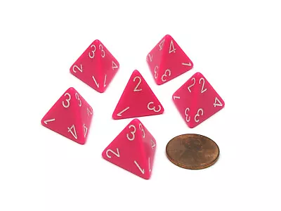 Opaque 18mm 4 Sided D4 Chessex Dice 6 Pieces - Pink With White Numbers • $2.69