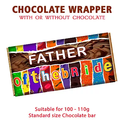 Father Of The Bride Chocolate Bar Wrapper Novelty Gift For Father In Law Uncle • £4.99