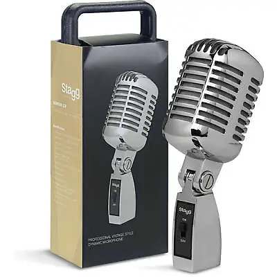 Stagg SDM100 CR Professional 50s Vintage Style Dynamic Microphone & XLR Cable • £55.87