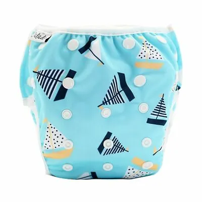 Reusable Swim Nappy Pant Diaper Newborn Baby Toddler Swimming Unisex Boy Boats • £10.41