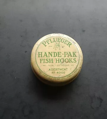 Vintage 2   Metal Tin For Pflueger Hande-Pak Fish Hooks • $12