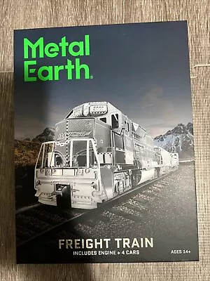 Metal Earth 3D Laser Cut Model - Freight Train Set Engine + 4 Cars #3717 • $18.95