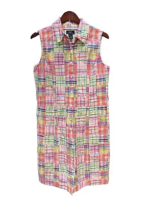 Brooks Brothers 346 Women Dress  Madras Plaid Patchwork  Knee Length Sz 10 Read • $45