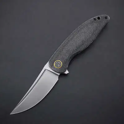 Petrified Fish Simum Folding Knife Black Micarta Handle K110 Plain PFP06-DMS • $48.99