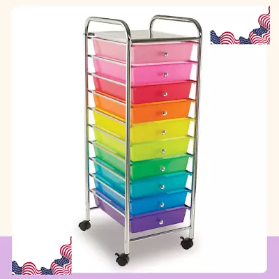 10 Drawer Rolling Cart Colors Rainbow 38  • $35.99