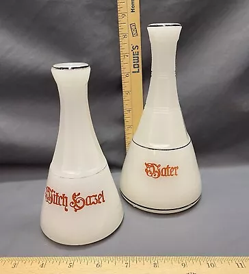 Antique Witch Hazel/water White Clambroth Milk Glass Apothecary Bottles Barber • $74