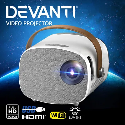 Devanti Mini Video Projector Wifi USB HDMI Portable HD 1080P Home Projector • $112.95