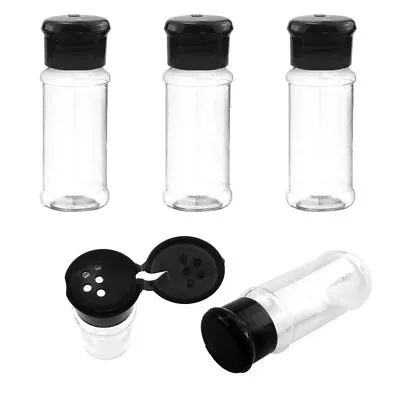 3 OZ Plastic Spice Jars Bottles With Black Sifter Caps Seasoning Jars Set Sha... • $16.18