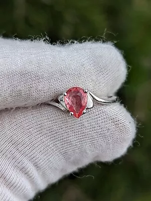 18ct 750 White Gold Padparadscha Sapphire Ring Size O-N UK 7 US Certified  • £450