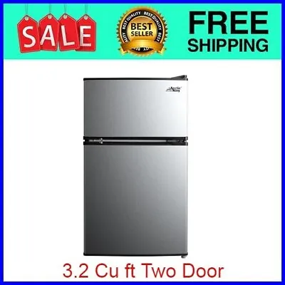 Mini Fridge Arctic King 3.2 Cu Ft Two Door With Freezer Stainless Steel • $121.77