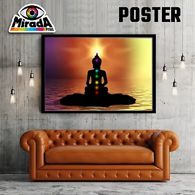 Poster Meditation Health Reiki Healing Zen Chakra Colours Prana Light Quality • £5.28