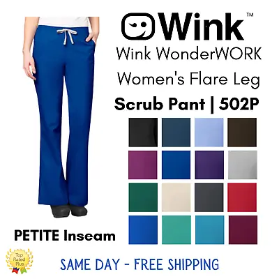 Wink WonderWORK Women's Flare Leg Scrub Pant PETITE Length | 502 • $21.98