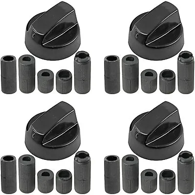  Universal Oven KNOBS X 4 Hob Black Control Switch Dial Adaptors Cooker Stove • £9.79