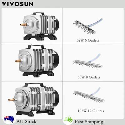 $59.99 • Buy VIVOSUN 32W 50W 102W Aquarium Air Pump Oxygen Pump Aerator Aqua Fish Tank Pond