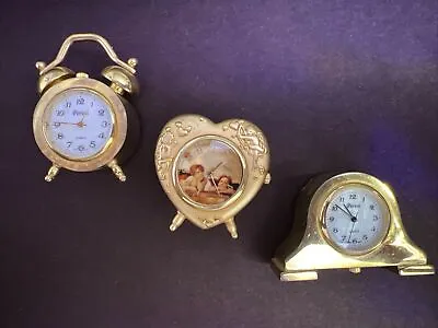 Lot Of 3 Brass Mini Clock Perini Prestige  • $65