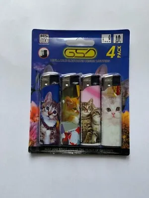 £3.45 • Buy 4 X Pack Cat/Kitten Electronic Refillable Lighters, Assorted Cats Pictures