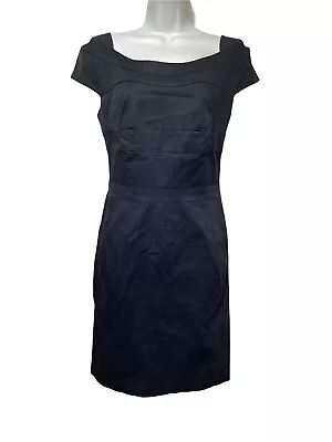 Z Spoke Zac Posen Dark Blue Off The Shoulder Zipper Back Sheath Dress Size 2 • $29.99