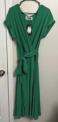 NWT Meghan Los Angeles Women's Jasmine Maxi Faux Wrap Dress Emerald Green Size L • $49.99