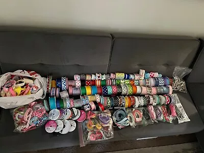 Huge Lot Of Grosgrain Ribbon Various Widths And Alligator Clips • $200