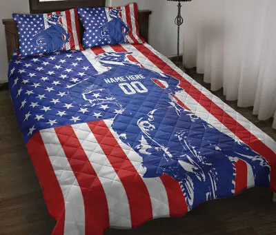Motocross Custom Name Number Quilt Blanket Pillowcases Bedding Bed Set Bedspread • $97.99