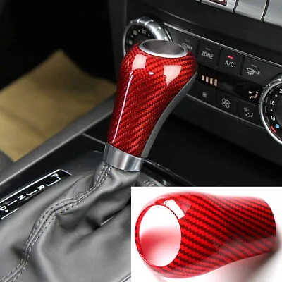Red Gear Shift Knob Carbon Fiber Cover For Mercedes-Benz C E A G Class W204 W212 • $12.89