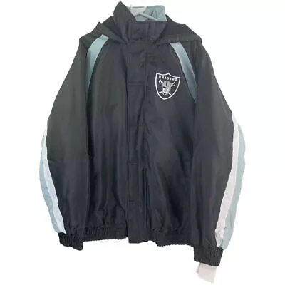 Oakland Raiders NFL Padded Black Grey Embroidered Coat Jacket Men's New Rare • £119.99