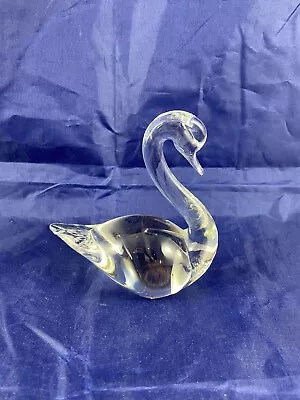 Vintage Clear Art Glass Swan Paperweight Made In Sweden Beautiful 4.5 Inch Tall • $16.96