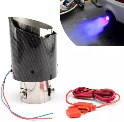 Car Universal Modified LED Luminous Muffler Tip Tail Pipe Carbon Fiber Curved • $21.43