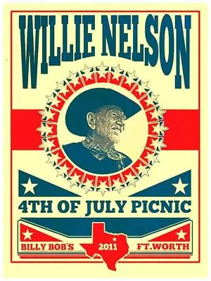 Willie Nelson - POSTER - Country Legend July 4th Picnic Concert - WALL ART PRINT • $26.89