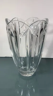 Heavy Cut Crystal Vase Clear 8  X 5  • $12