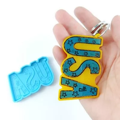 Letters Keychain Epoxy Resin Mold Handmade Necklace Pendant Silicone • £5.48