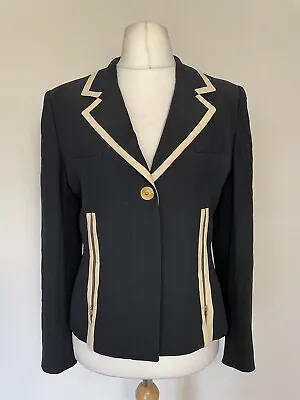 Vittorio Giudice Navy Ivory Blazer Jacket Size 44 UK 12 Classic Italian NWOT • £19.40