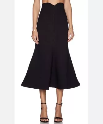 ALICE McCALL Size 8 ‘Smile Because’ Black High-Waist Trumpet Midi SKIRT • $89