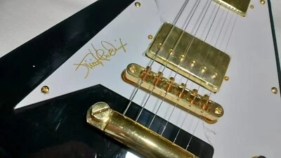 $399 • Buy Custom Jimi Hendrix Flying V Black Electric Guitar Gold Hardware Fast Shipping