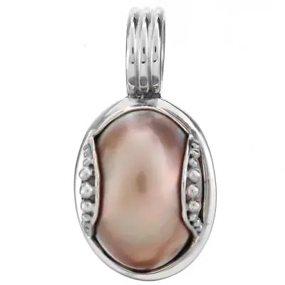 925 Sterling Silver Lusterous Champagne Gold Mabe Pearl Sterling Pendant 7/8  • $23.95