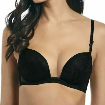 Wacoal Opulence Bra Black Lace Size 32C Underwired Padded Multiway Plunge 133003 • £19.89