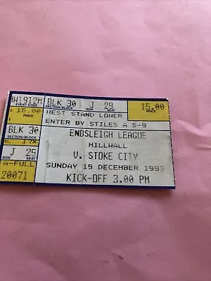 Millwall V Stoke City League 19th Dec 1993..Match Ticket • £1