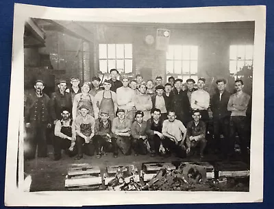 Vintage Workers Group Photo Nose Smudges Photograph Men Factory Steel Mill Smelt • $10.99