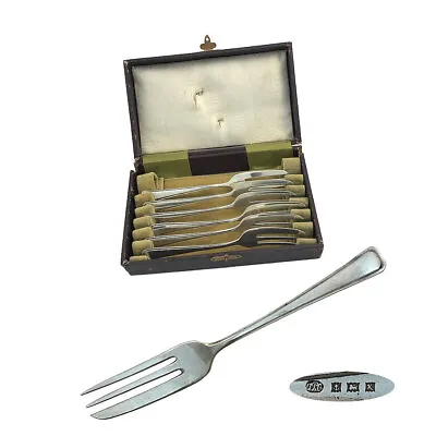 £195 • Buy Set Of 6 Sterling Silver Cake Forks 1959