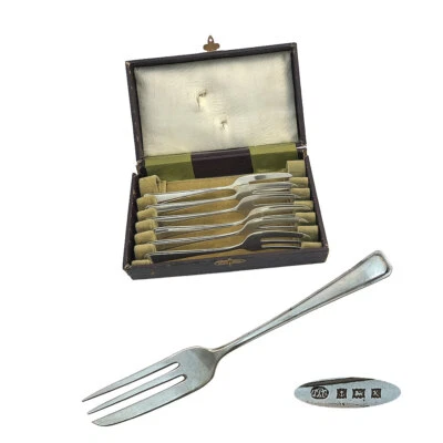 £195 • Buy Set Of 6 Sterling Silver Cake Forks 1959