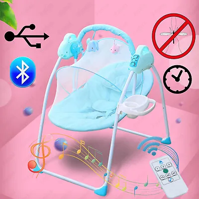 $62.70 • Buy Electric Baby Bouncer Swing Seat Rocker Music Infant Cradle Chair Portable Blue