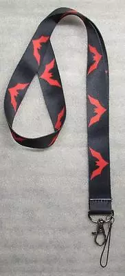 $16.99 • Buy Black Red BAT LANYARD KEY CHAIN Ring Keychain ID Holder NEW