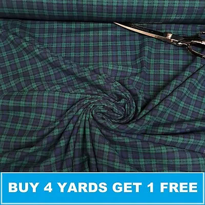 Premium Brushed Tartan Woven 100% Cotton Check Crafts Dress Fabric • £7.15