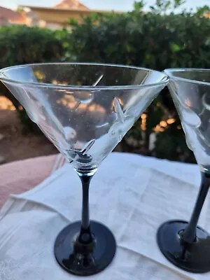 2 Cristal D' Arques Durant Martini Glasses W/raised Embossed Olives • $24