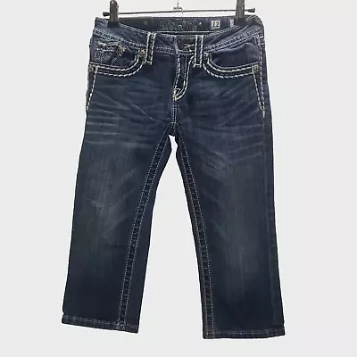 Miss Me Girls Denim Jeans 12 Capri Flap Pockets Thick Thread JK5014P75  *FLAW* • $16.94