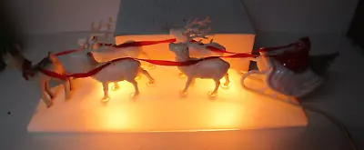 Vintage 1940's Royal Electric Christmas Light Santa In Sled W Reindeer & Rudolph • $450