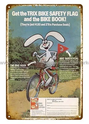 Really Plaque Home Decor 1975 Trix Cereal Bike Safety Metal Tin Sign • £18.29