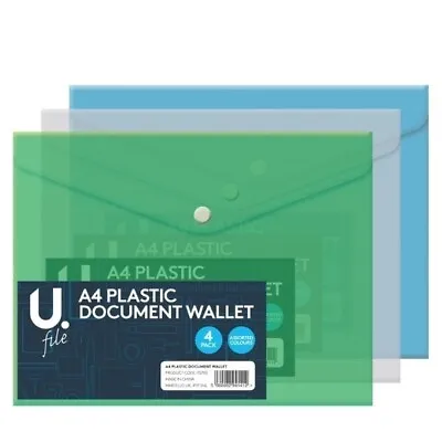 A4 Plastic Document Wallet  / Ideal For Work / School / Office • £1.99